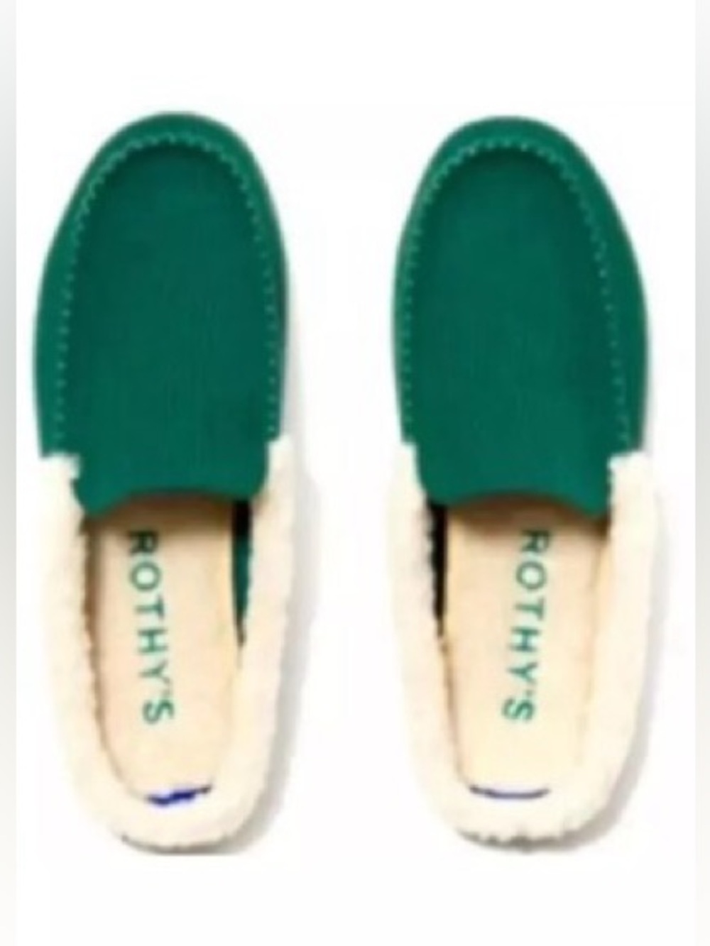 NWOB Retired Rothy's Holly Green The Scuff Slipper Sherpa Mule Size 7 Old Money